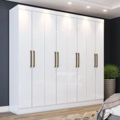 Imagem de Guarda Roupa Casal 8 Portas 4 Gavetas Paris Casa 812 Branco