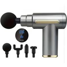Imagem de Massageador Elétrico Profissional para Alívio Muscular – Pistola de Massagem Recarregável com 4 Ponteiras Intercambiáveis e Ajuste de Velocidades – Ideal para Relaxamento, Recuperação Miofascial e Atletas Linha Premium