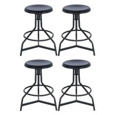 Imagem de Kit 4 Banquetas Altas Cozinha Industrial Loft Aço Giratória York Preto
