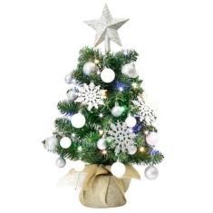 Imagem de Árvores de Natal de mesa com luzes – Mini árvore de Natal HOYECHI 61 cm, pequena árvore de Natal pré-iluminada de 0,6 m com 40 luzes LED e ornamentos, estrela superior para bricolage, decoração de