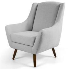 Imagem de Poltrona Decorativa Sala de Estar Juliet Pés de Madeira C-315 Linho  Claro - Domi