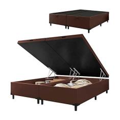 Imagem de Cama Box com Baú Queen 1,58m com 41cm de Altura Prince Suede Marrom