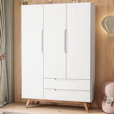 Imagem de Guarda-roupa Solteiro Alpi 3 Portas 2 Gavetas Branco - Olivar Móveis