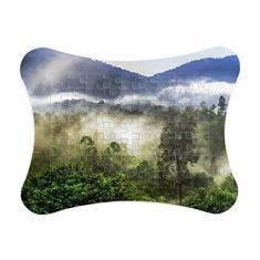 Imagem de Moldura de quebra-cabeça com cenário de natureza de nevoeiro, decoração de quadros, quebra-cabeça