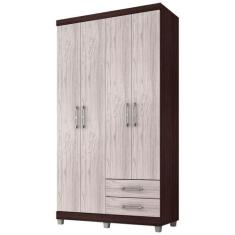 Imagem de Guarda Roupa Solteiro 4 Portas Louise Castanho Avelã 1168 Ajl Móveis