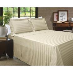 Imagem de Jogo De Lençol Casal Padrão 4 Peças Maquinetado 100% Algodão Percal 40
