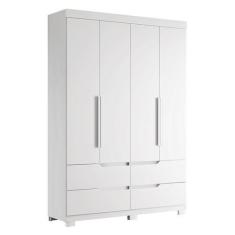 Imagem de Guarda Roupa Solteiro Doble 4 Portas E 4 Gavetas Branco Fosco - Móveis