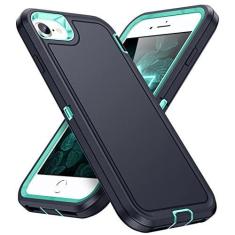 Imagem de IDYStar Capa masculina para iPhone SE 2020, híbrida, teste de queda, resistente, durável, à prova de choque, ajuste fino, capa protetora para iPhone SE 2020/iPhone 7/iPhone 8/iPhone SE 3 2022, azul