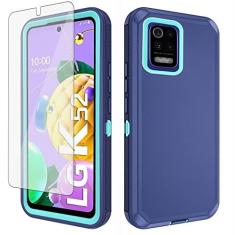 Imagem de Asuwish Capa de telefone para LG K52/K62/K42/K53/Q52 com protetor de tela de vidro temperado e capa de celular híbrida robusta à prova de choque à prova de quedas acessórios de corpo inteiro K 52 42