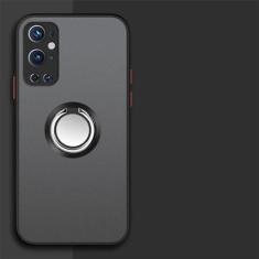 Imagem de Capa de telefone com suporte de anel magnético para carro para OnePlus ACE 10T 10R 9R 8T 7T 7 8 9 10 Pro TPU macio pára-choque capa traseira de plástico fosco, preta, para OnePlus 9 Pro