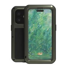 Imagem de LOVE MEI Capa de metal para iPhone 16, resistente ao ar livre, resistente, capa de proteção de corpo inteiro, armadura militar, amortecedor, alumínio, metal, poeira/à prova de choque com vidro