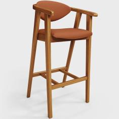 Imagem de Banqueta Alta Para Cozinha Bancada Bar Sala de Jantar Fixa Cecília L02 Tecido Terracota - Lyam