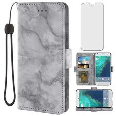 Imagem de Asuwish Compatível com capa Google Pixel XL e protetor de tela de vidro temperado, acessórios para celular, compartimento para cartão, suporte, carteira de mármore, capas de telefone para Pixle 1 XL