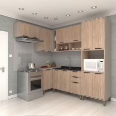 Imagem de Cozinha Modulada Completa 6 Peças Com Balcões E Aéreos Sem Pia Stylo Luciane Móveis Cinammon-cumaru