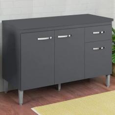 Imagem de Balcão De Cozinha Gabriela 120M Com Tampo Mdp Cinza Ajl