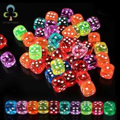 Imagem de Conjunto de 10 dados D6 acrílico Colorido RPG Jogo de Tabuleiro