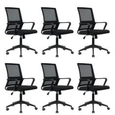 Imagem de Kit 6 Cadeiras Giratória Escritório Diretor Tokyo Preto