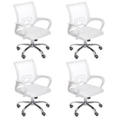 Imagem de Kit 4 Cadeiras Escritório Mesh Assento Estofado Base - Lianto Decor