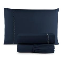 Imagem de Kit Jogo de Lençol Solteiro 3 Peças Micropercal 400 Fios Toque Macio S