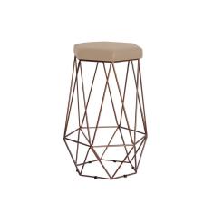 Imagem de Banqueta Rubel Base Bronze Suede Bege Gran Belo