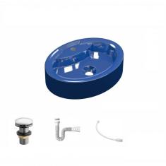 Imagem de Kit Cuba OV43 com Válvula Click 1 Polegada G e Sifão Pvc e Flexível Compace  Escuro