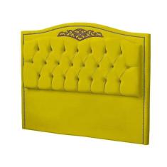 Imagem de Cabeceira Casal Queen Size Estofada Para Cama Box Maitê Veludo Cor Amarelo