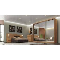 Imagem de Guarda Roupa Casal Com Espelho 3 Portas De Correr 8 Gavetas - Londres-