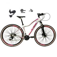 Imagem de Bicicleta Feminina Aro 29 Ksw Mwza Deore E Altus 27v Hidráulico Garfo Trava Faixa Bege - Branco/pink/violeta Tam.15