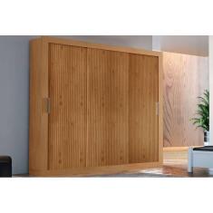 Imagem de Guarda Roupa Casal 3 Portas de Correr e 4 Gavetas Veneza Naturalle/Ripado 3D - Rufato