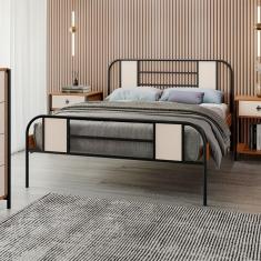 Imagem de Cama de Casal Sevilha Preto/Canela Rústico/Off White - Art Panta