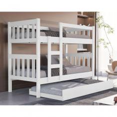 Imagem de Beliche Solteiro Adulto Alta Branca 100% Mdf Cama Auxiliar 3 Colchão Cama Grande