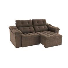 Imagem de Sofá 4 Lugares Retrátil E Reclinável Sierra Molas Veludo Marrom 265 Cm