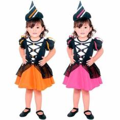 Imagem de Fantasia de Bruxa Bebê Menina Halloween + Chapéu 1 á 3 anos - Sulameri