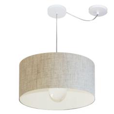Imagem de Lustre Pendente Cilíndrico Com Desvio Md-4228 Cúpula Em Tecido 45X25cm Rustico Bege - Bivolt
