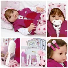 Imagem de Boneca Bebê Tipo Reborn Menina Girafa Pode Banho Fio A Fio - Cegonha R