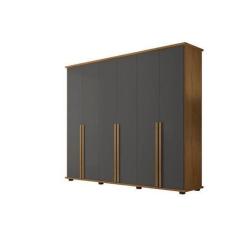 Imagem de Guarda-Roupa 6 Portas 5 Gavetas Estrela Cinamomo/Grafite  Rv Móveis