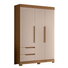 Imagem de Guarda Roupa Solteiro Vivacce 3 Portas Jatobá Fendi Metallic Móveis Albatroz