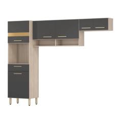 Imagem de Cozinha Compacta 06 Portas 01 Gaveta S/Balcão Dama Avena Grafito Demóbile