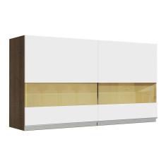 Imagem de Armário Aéreo Madesa Glamy 120 cm 2 Portas com Vidro - Rustic/Branco
