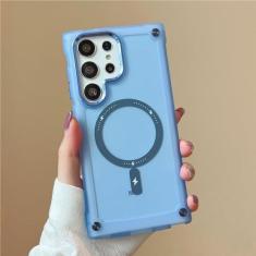 Imagem de Capa de carregamento sem fio magnética transparente fosca híbrida para Samsung S24 S21 S22 S23 Ultra Plus, azul, para Samsung S22ultra