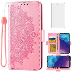 Imagem de Asuwish Compatível com ZTE Blade A7 Prime/A 7 2020 capa carteira de vidro temperado protetor de tela suporte de cartão de crédito bolsa flip acessórios alça de pulso suporte capa de celular para