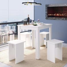 Imagem de Conjunto Sala De Jantar Mesa E Banqueta Amalfi - Branco