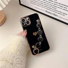 Imagem de Capa de telefone com coração galvanizado para iPhone 11 12 13 14 Pro Max XS Max XR 7 Plus 14 Alça de pulso à prova de choque Capa traseira, T6, para iPhone 12Pro