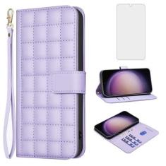 Imagem de Asuwish Capa de telefone para Samsung Galaxy S23 FE 5G capa carteira com protetor de tela de vidro temperado alça de pulso suporte de cartão de crédito flip capa celular borracha S 23 EF S23FE 23S