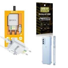 Imagem de Kit Carregador Turbo + Capinha Motorola G41 + Película 3D - Hrebos