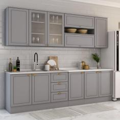 Imagem de Cozinha Completa Dallas 11 Portas 3 Gavetas 100% Mdf Americana Cinza - Panorama Móveis