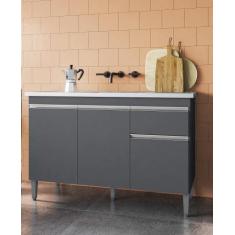 Imagem de Balcão Para Pia Tatiane 120Mt Sem Tampo Cinza Fosco Ajl