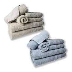 Imagem de Jogo De Toalhas 4 Banhos 4 Rostos 4 Pisos Grossa Azul+bege