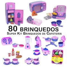Imagem de Kit Café Infantil Registradora Geladeira Jogo de Panela 80p