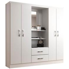 Imagem de Guarda Roupa Capelinha Evidencia Solteiro Com Espelho 4 Portas 2 Gavet